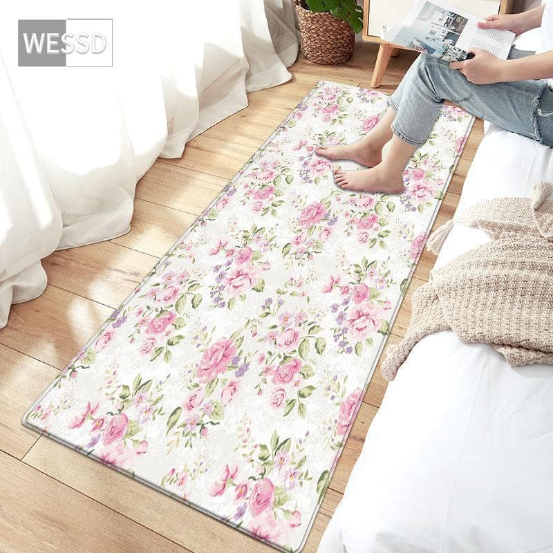 3D Floral Rug For Bedroom Colorful Flower Living Room Carpet Modern Kitchen Mats Non-slip Bedside Mat Bathroom Rug 60x180cm