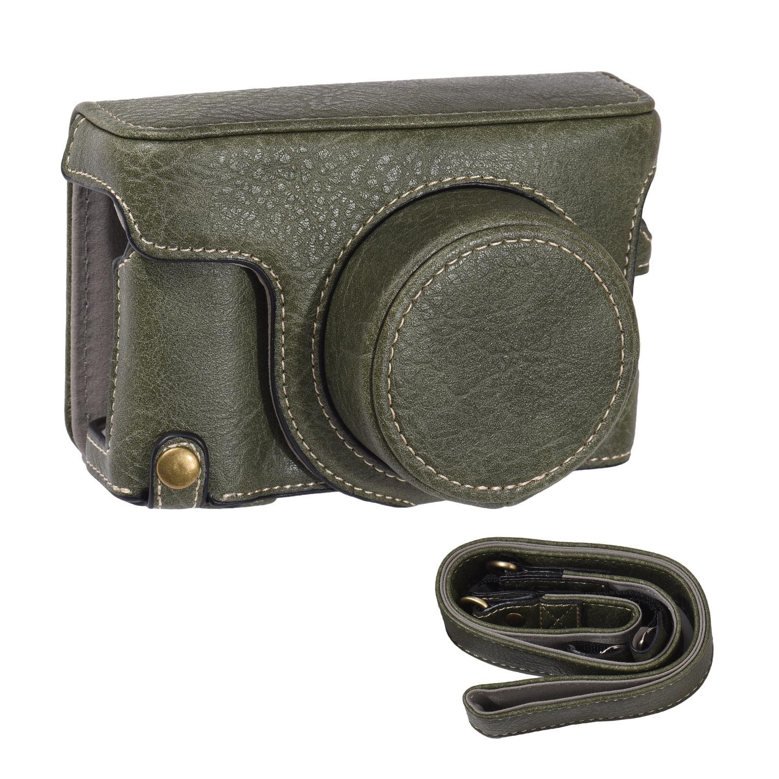 Portable Camera Case Synthetic Leather Camera Carry Bag with Shoulder Strap Replacement for green