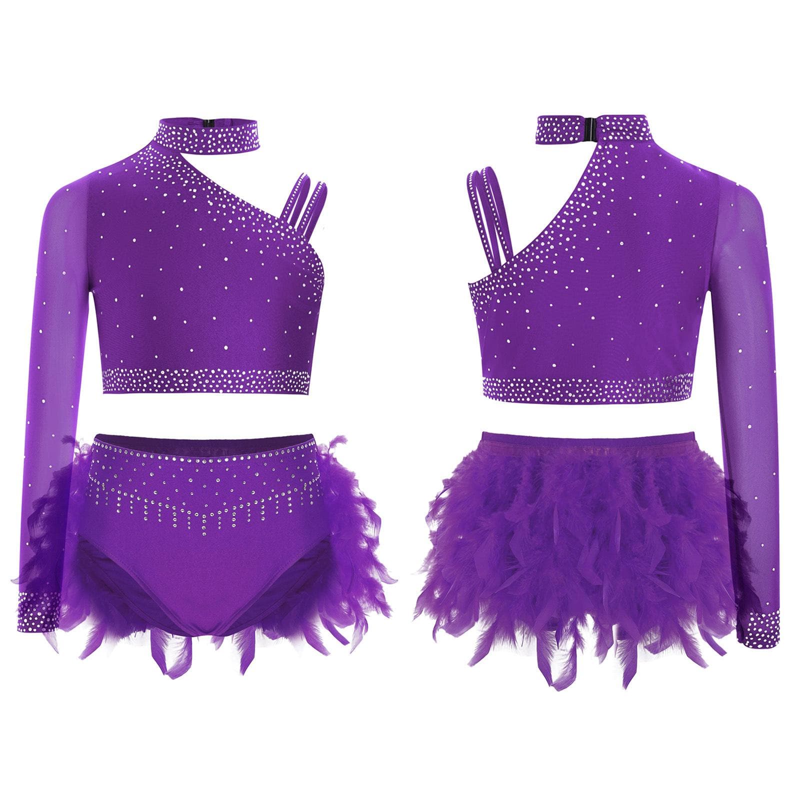 Little Girls Lyrical Dance Costume Ballet Skirted Leotards Sparkly Dancewear Ballroom Tutu Dress 11-12 Years purple