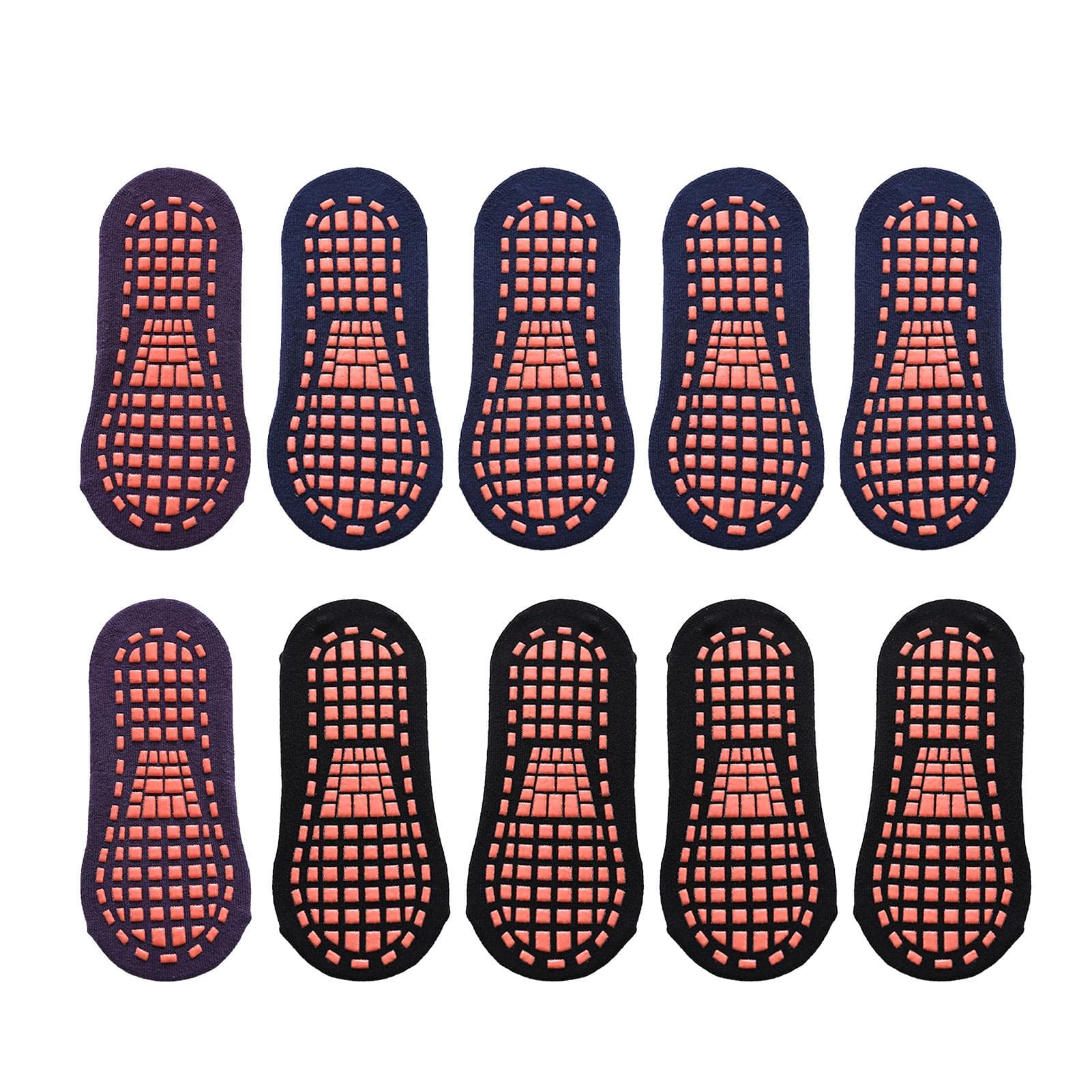 10pcs Grip Sock Grip Soft Breathable Elastic Slippery Sock Slipper Cushioned Socks Black Navy Blue Small Children 23?29