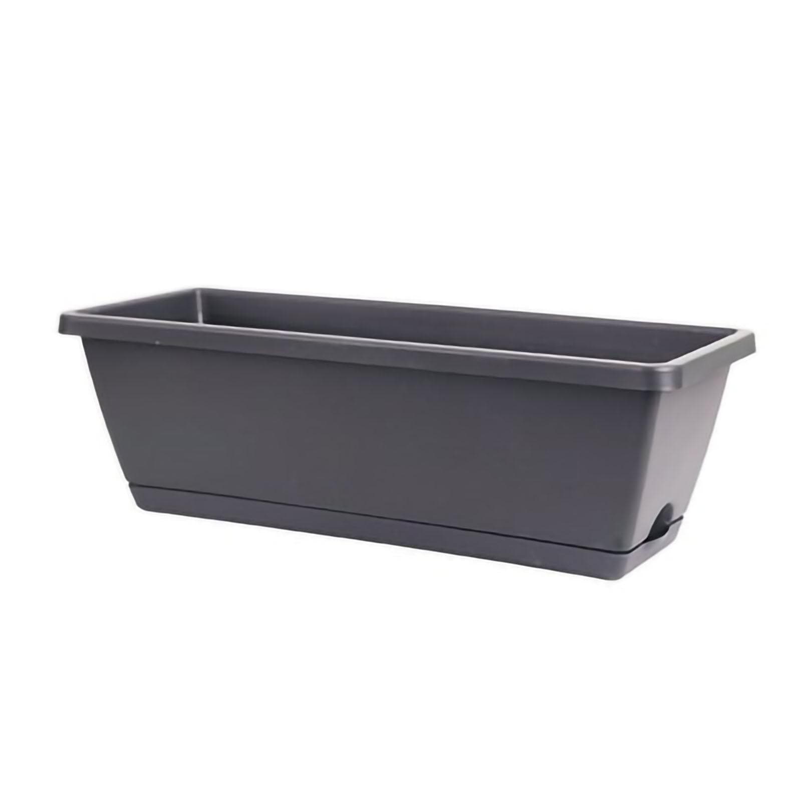 Rectangular Planter Box Plastic Flower and Vegetable Planting Pots Plant Containers for Balcony 43x19cm/16.7x7.5in dark grey