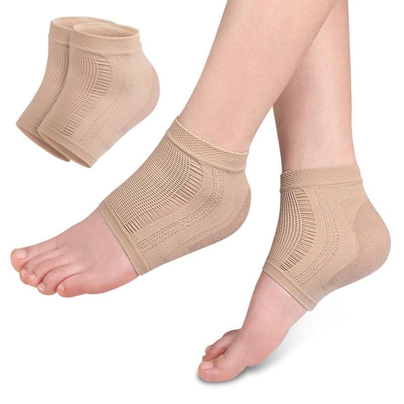 2PCS Gel Silicone Heel Protector Sleeve Repair Cushion Half-yard Socks Heel Pads Heel Cups Plantar Fasciitis Support Feet Care nude