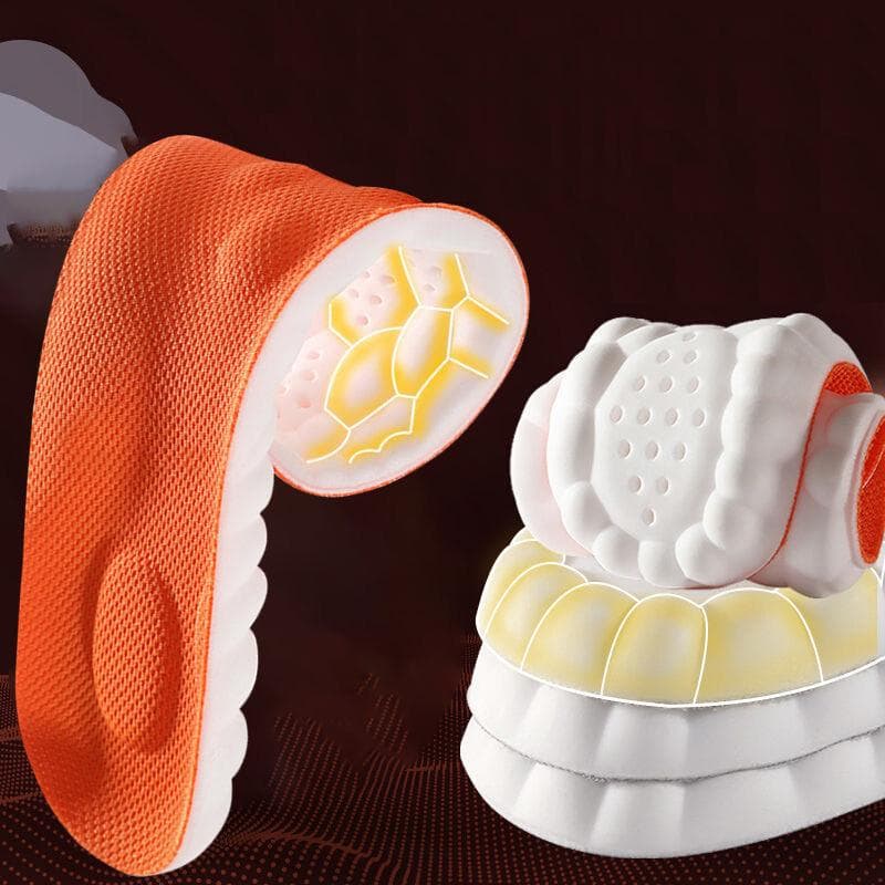 4D Cloud Technology Sports Insoles for Shoes PU Sole Soft Breathable Shock Absorption Cushion Running Orthopedic Care Insoles 45-46 orange