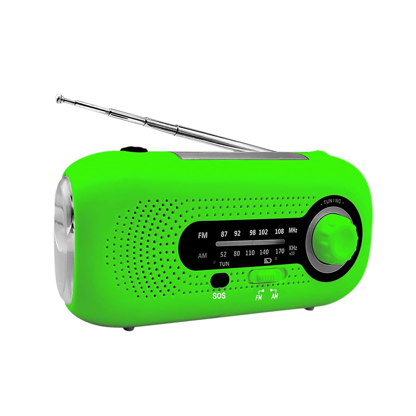 Wind Up Solar Radio SOS Alarm AM/FM Emergency Solar Radio Crank Powered Radio with Rechargeable green
