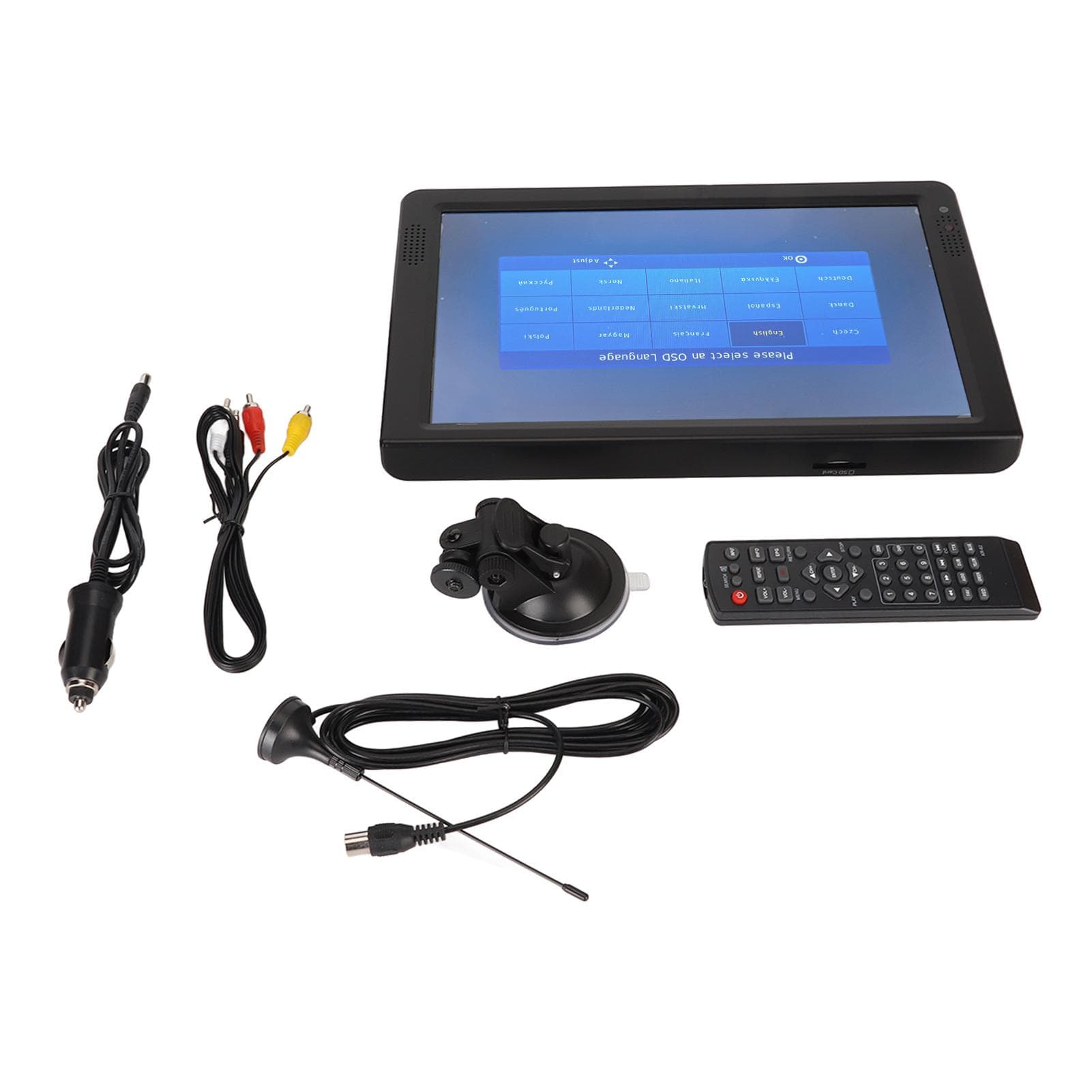 12 Inch Portable TV 1080P Digital LED Television with Foldable Holder USB Port Storage Card Slot EU Plug