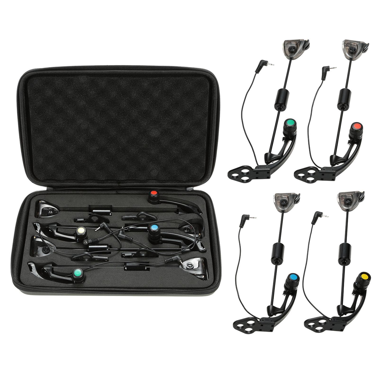 4pcs LED Fishing Swingers Set Fish Bite Indicator Illuminator Carp Fishing Tackle with Carry Case black