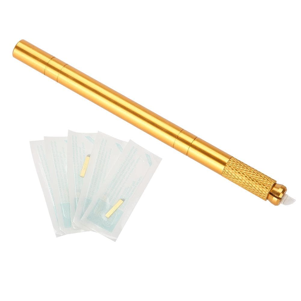Eyebrow Tattoo Pen Set Manual Microblading Tattoo Eyebrow Pen with 5Pcs Disposable Needle