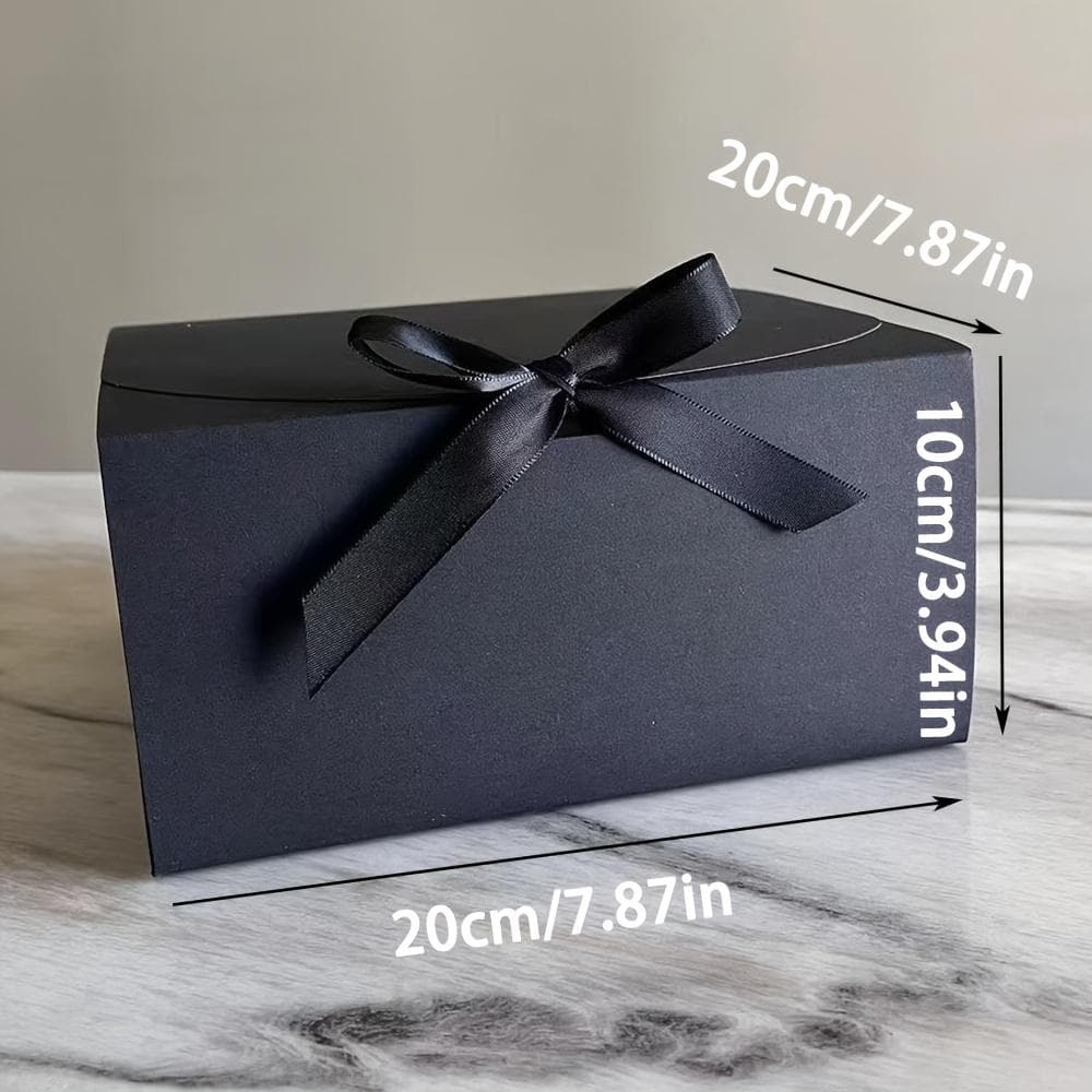 12pcs Large Kraft Paper Gift Boxes with Ribbon - 8x8x4 Inch, Black - Perfect for Weddings, Bridesmaid Proposals, Jewelry, Birthdays & Holidays Pack of 12 black
