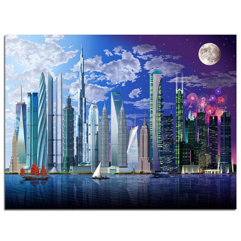 World Tallest Buildings Garry Walton 5D DIY Diamond Painting Diamond Embroidery 20X30CM