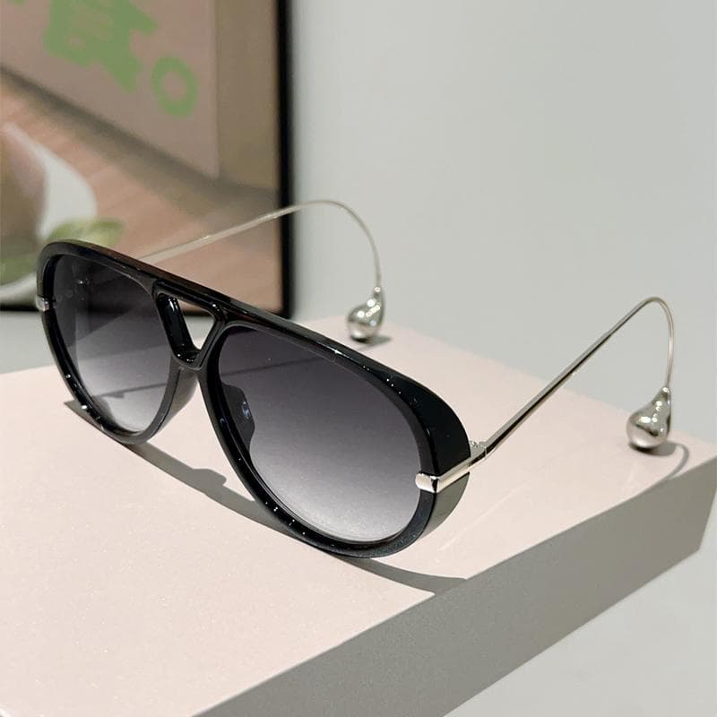 KAMMPT Oversized Pilot Sunglasses Women Fashion Double Bridge Gradient Shades Trendy Luxury Brand Sun Glasses as picture shows