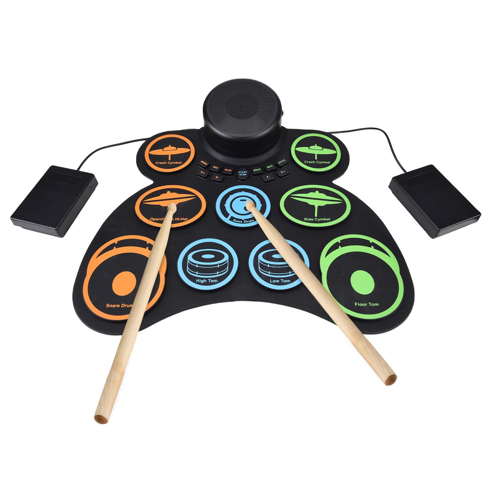 Electronic Drum Set with 2 Speaker RollUp Drum Pad 9 Pads Supports MIDI Various Audio Connection