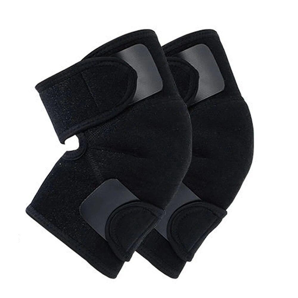 1Pair Self-heating Knee Pads Double Straps Hot Pressure Magnetic Moxibustion Far Infrared Magnet Knee Brace Pad for Winter Sport CHINA black