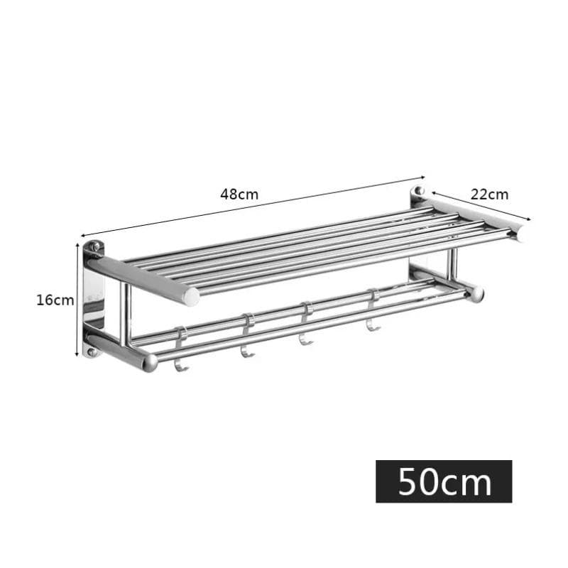 Stainless Steel Bathroom Towel Holder Storage Organizer Shelf Wall Mounted Towel Rack Home Hotel Wall Shelf for Kitchen Bathroom length 50cm