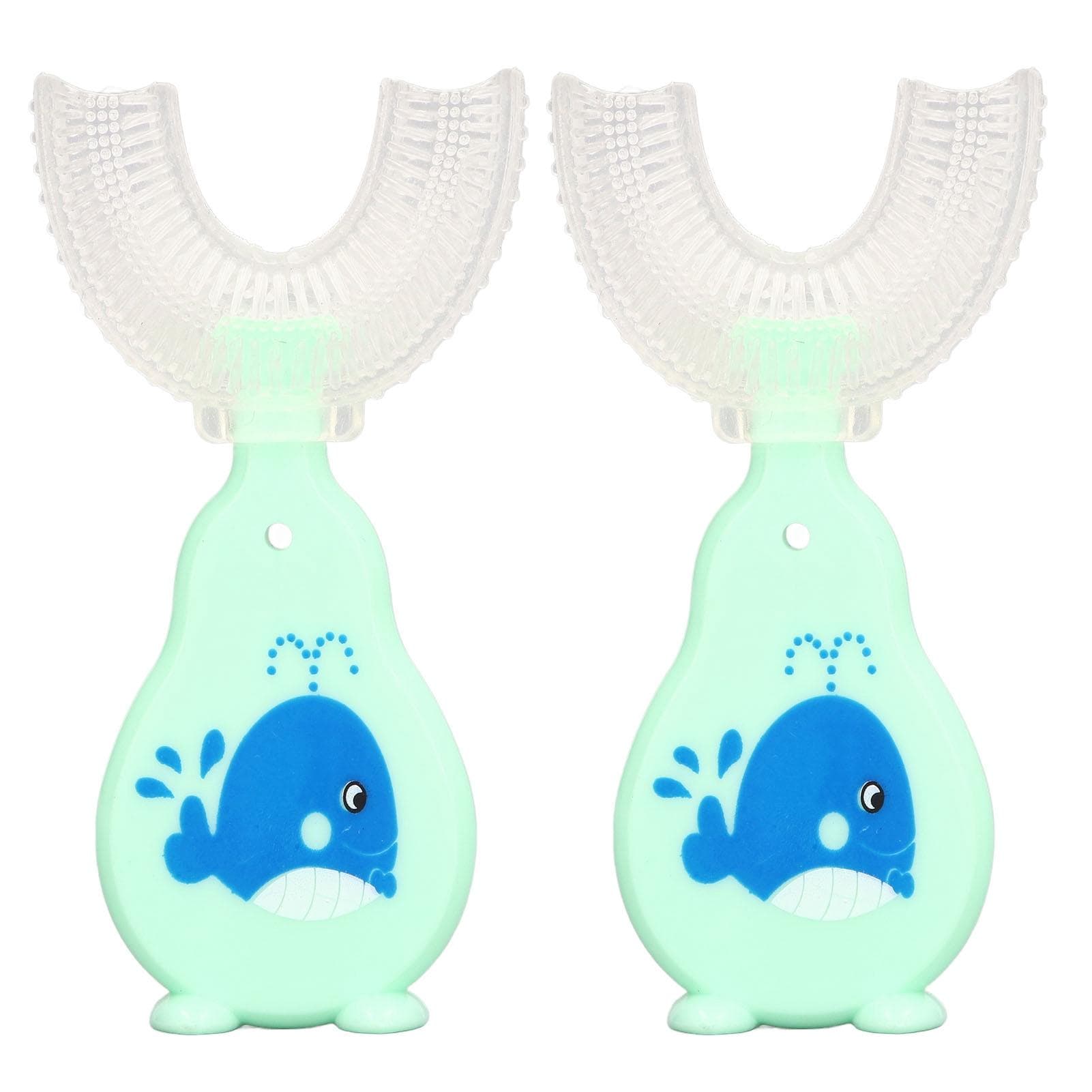 2pcs U Shaped Toothbrush Food Grade Soft Silicone Manual Training Toothbrush 360 Degrees Oral