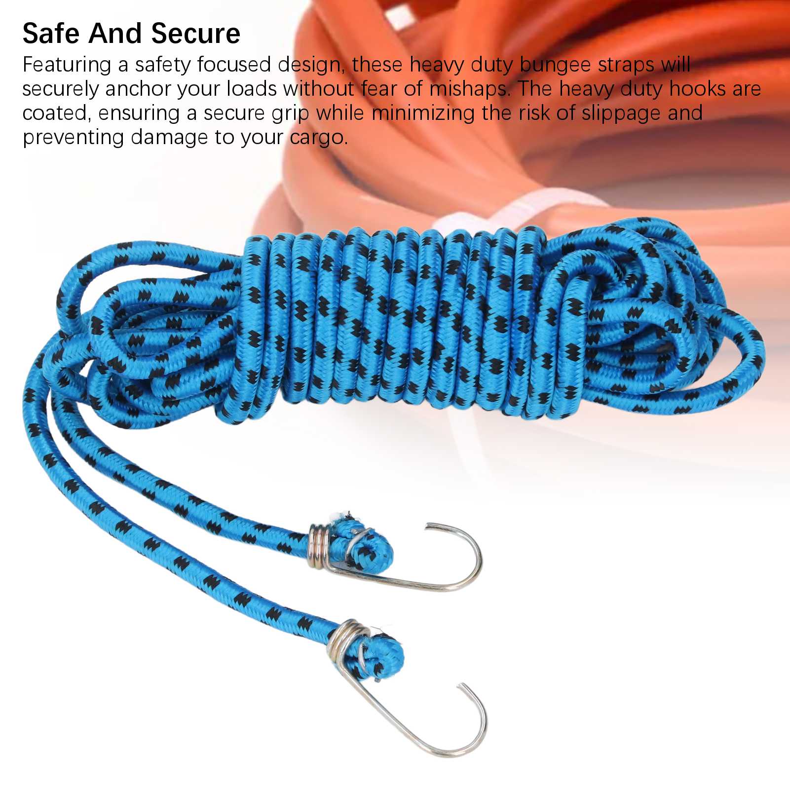 2PCS Bungee Cord 8m Length Multifunctional Rubber Heavy Duty Bungee Strap for Outdoor