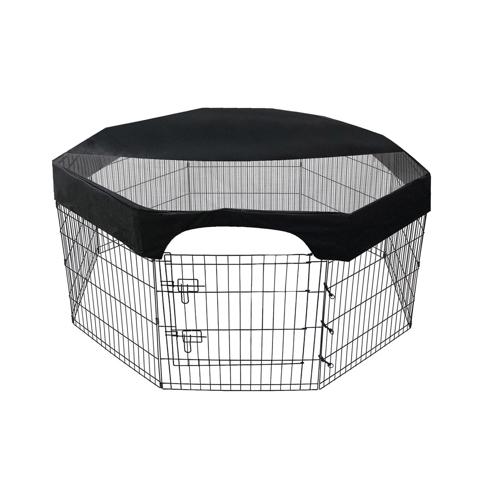 24 Inch Pet Playpen Cover 8 Panels Octagonal Pet Fence Mesh Cover Dog Playpen Sun Protection Shade black