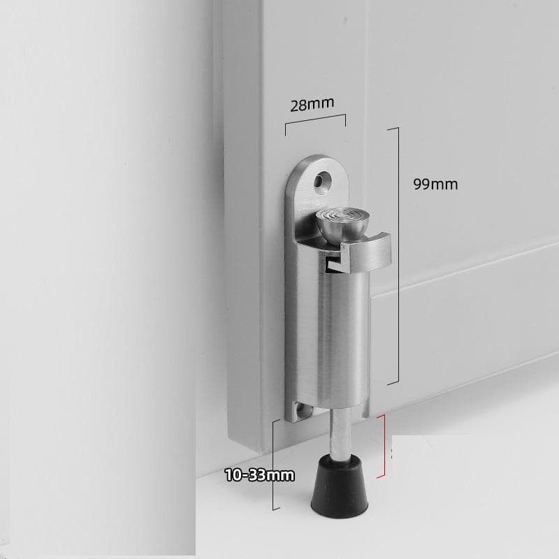Telescopic Door Stopper Spring Loaded Heavy Duty Stopper Metal Adjustable Position with Foot Brake Wedges for Door Bottom Seam 1pcs silver