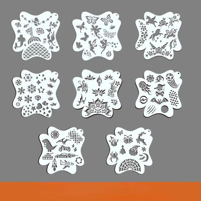 8Pcs/set Face Painting Templates Adults Children Professional Body Art Reusable Party Templates Makeup Tools 8pcs