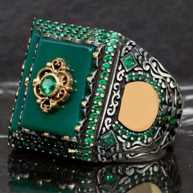 2023 New Inlaid Red Emerald Men's Ring Turkey Retro Domineering Personality Ring To Attend The Banquet High-quality Jewelry 10