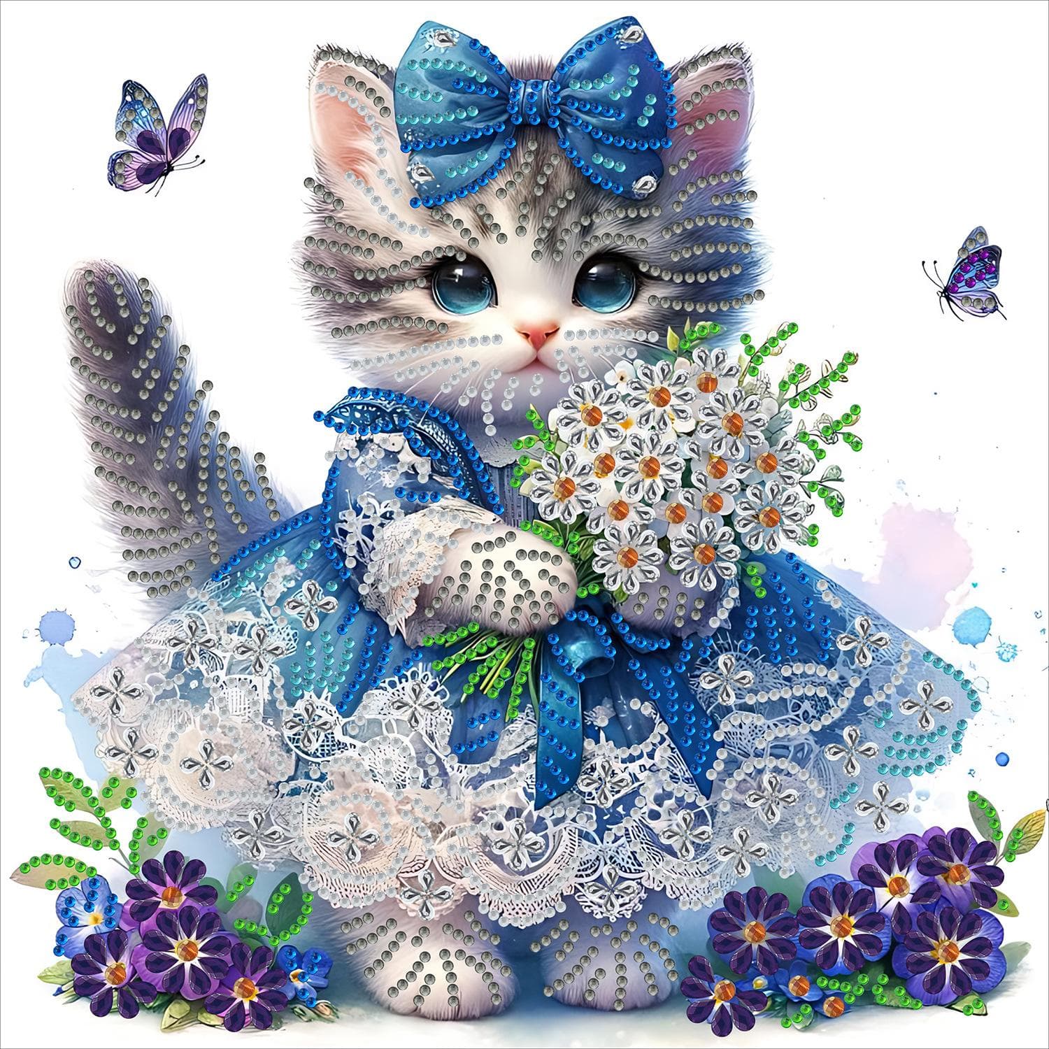 5D DIY Diamond Painting Animal Kit Butterfly Rabbit Cat DIY Partial Special Shaped Drill Handmade Diamond Mosaic Art G 30x30cm