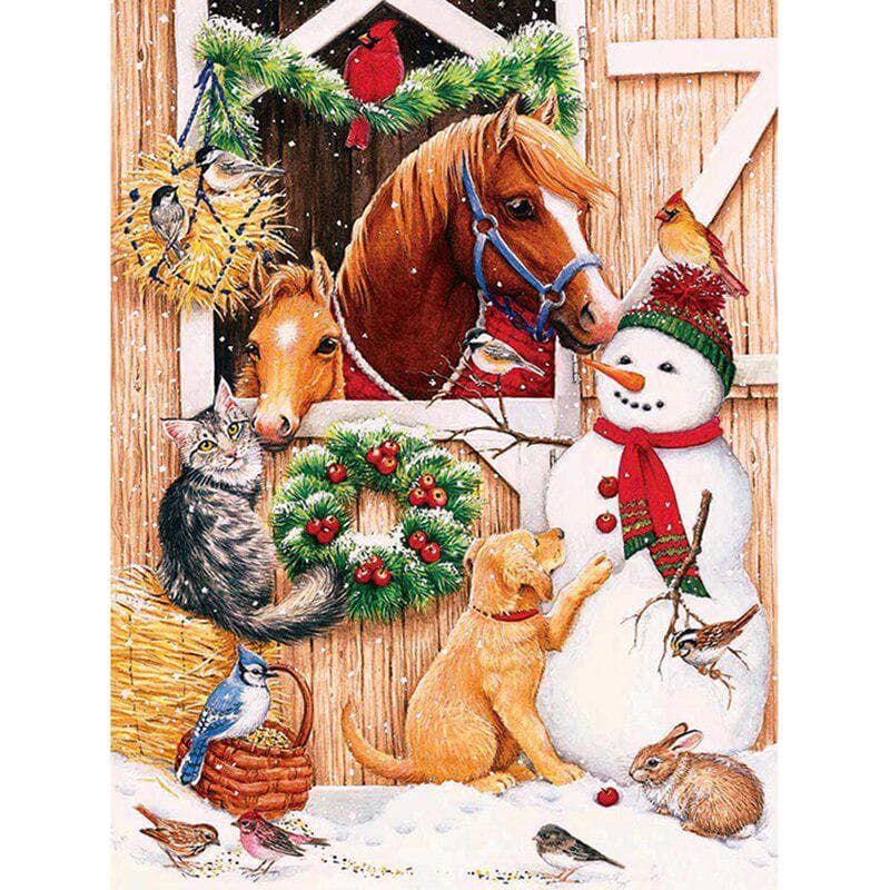 Round Diamond Embroidery Needlework Christmas Gift Full Diamond Painting Icons Decorations for Home 20X30CM