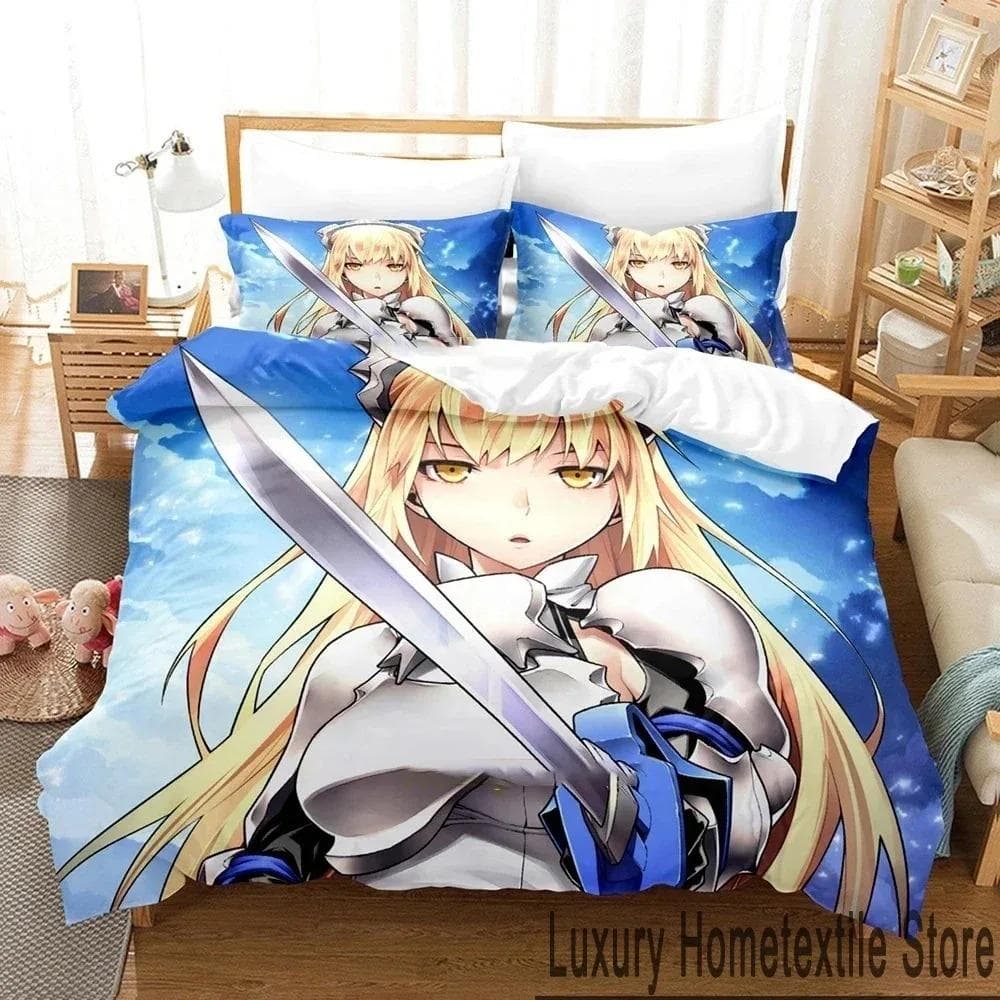 3D Print DanMachi Anime Hestia Bedding Set Duvet Cover Bed Set Quilt Cover Pillowcase Comforter king Queen Size Boys Adult 70x133cm 2pcs