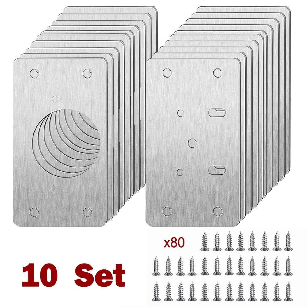Close Hinges Plate Hinge Cupboard Door Fixing Stainless Steel 10 Pair