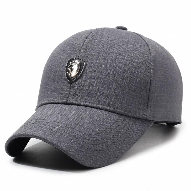 Hot Sale Lion Metal Label Baseball Cap For Men High Quality Solid Color Outdoor Sports Fishing Cap Leisure Hat Cap 56cm-60cm grey