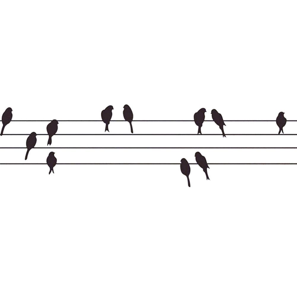 Electrical Wire and Birds Sticker Living Room Bedroom Backdrop Wall Decorative Decal