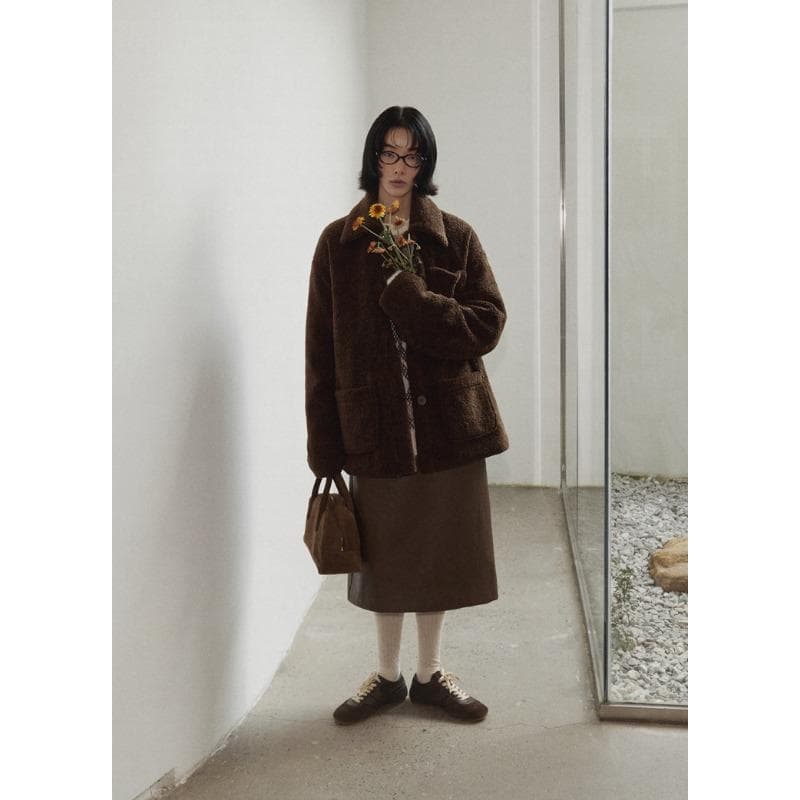 Gentle and Sweet Lamb Wool Coat for Women Autumn and Winter Thirteen Lines Furry M