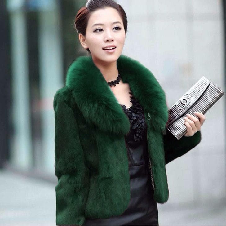 Fur Coat Women's Short Autumn and Winter Rex Rabbit Fur Slim Fit Imitation Fur Coat Fox Fur Collar 4XL