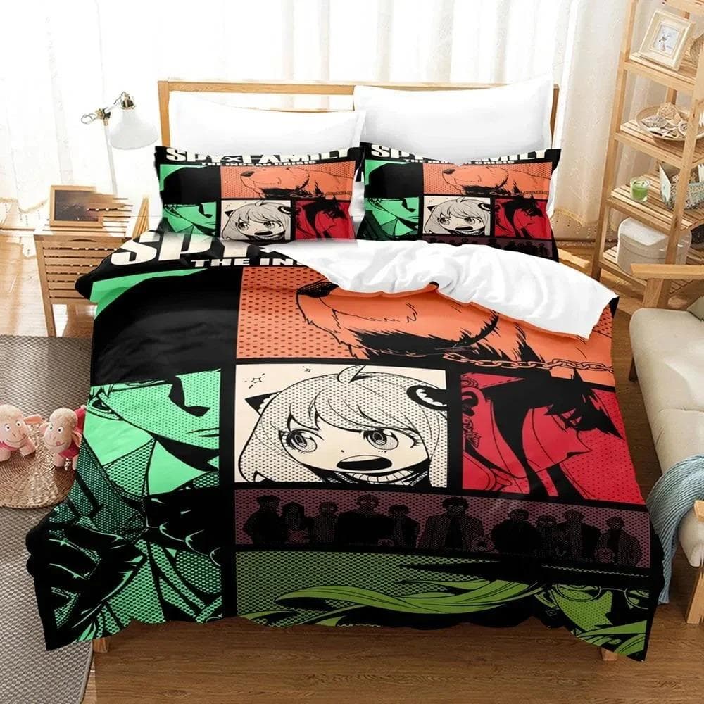 Anime Spy x Family Anya Duvet Cover Pillowcase Bedding Set Double Twin Full Queen King Adult Kids Bedclothes Quilt Cover 70x133cm 2pcs