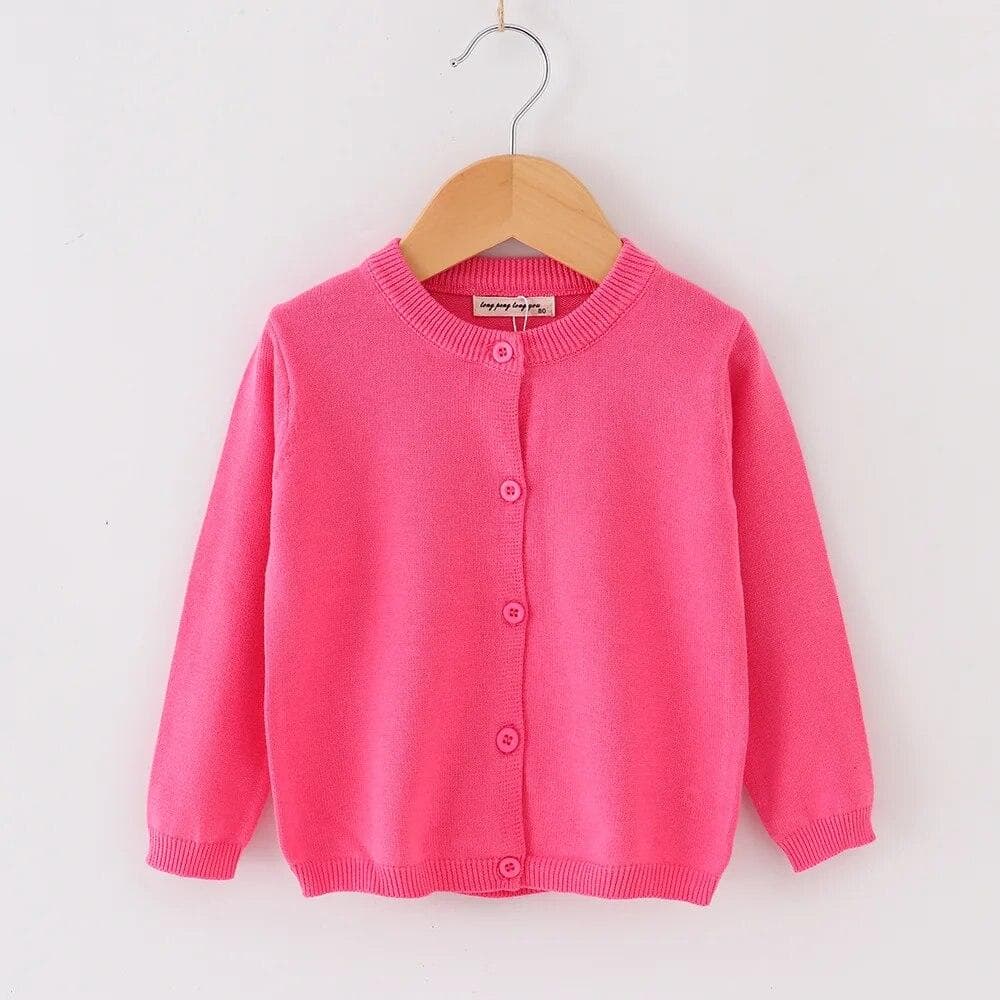 Kids Knitted Sweater Spring Autumn Thin Long Sleeve Baby Cardigan Boys Girls Casual All-match 2-10 Years Infants Child Outerwear 90cm rose red
