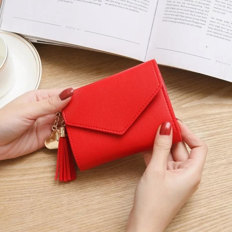 Fashion Short Women Wallets PU Leather Women Luxury Tassels Wallet Hasp Small Wallet Trend Coin Purse Ladies Card Holder Pouch white