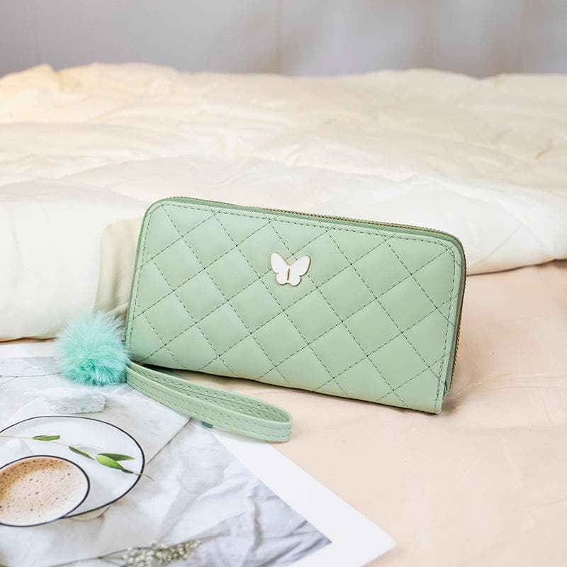 Light Luxury Fresh Small Fragrance Women Wrist Purse Card Bag Multi-card Women Simple Mobile Phone Bag green