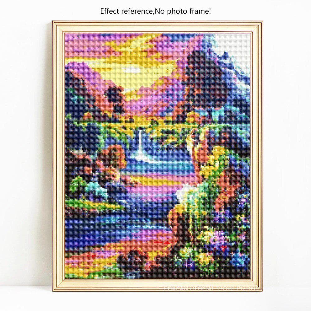 5D Diamond Mosaic Full Round Scenic Forest Embroidery Diamond Painting Sunset Rhinestone Pictures 20X30