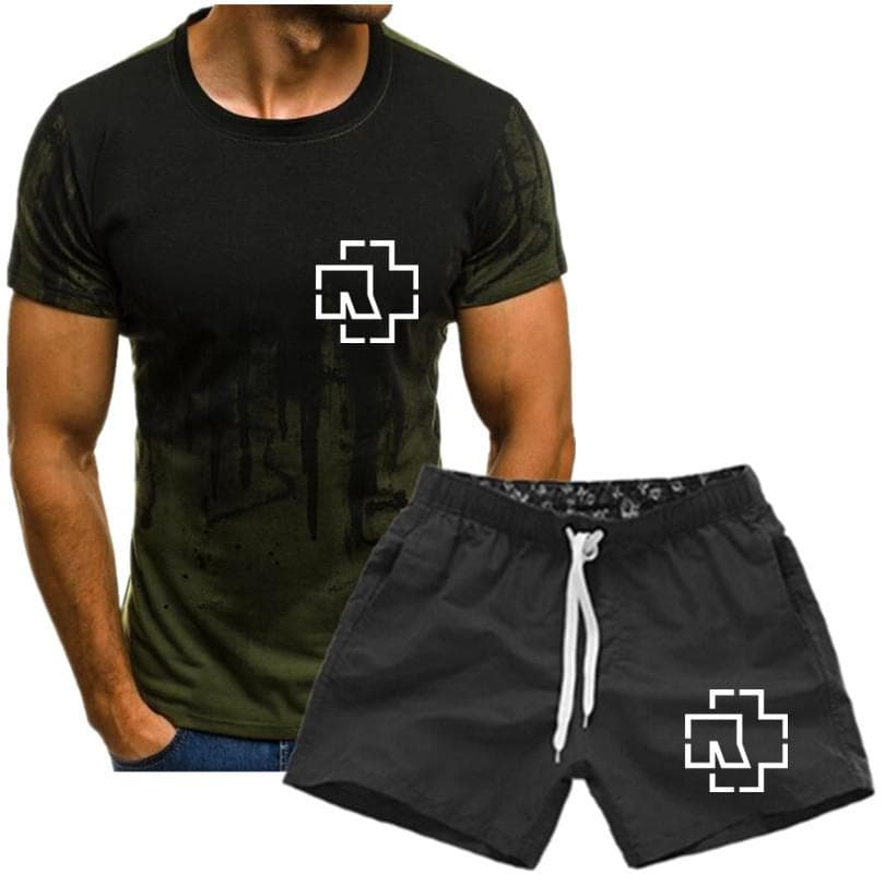 Men's Rammstein Printed T-shirt Fan Short Sleeve Graphic T-shirt Summer Men's Suit M black/white