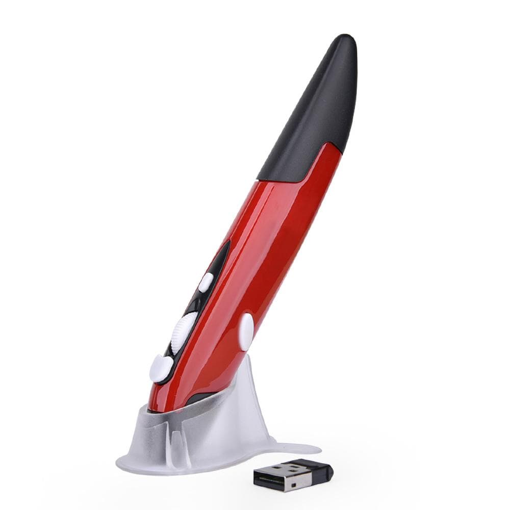 2.4GHz Wireless Optical Pen Mouse Adjustable 500/1000DPI Optical Presenter Flip Pen for PC Android red