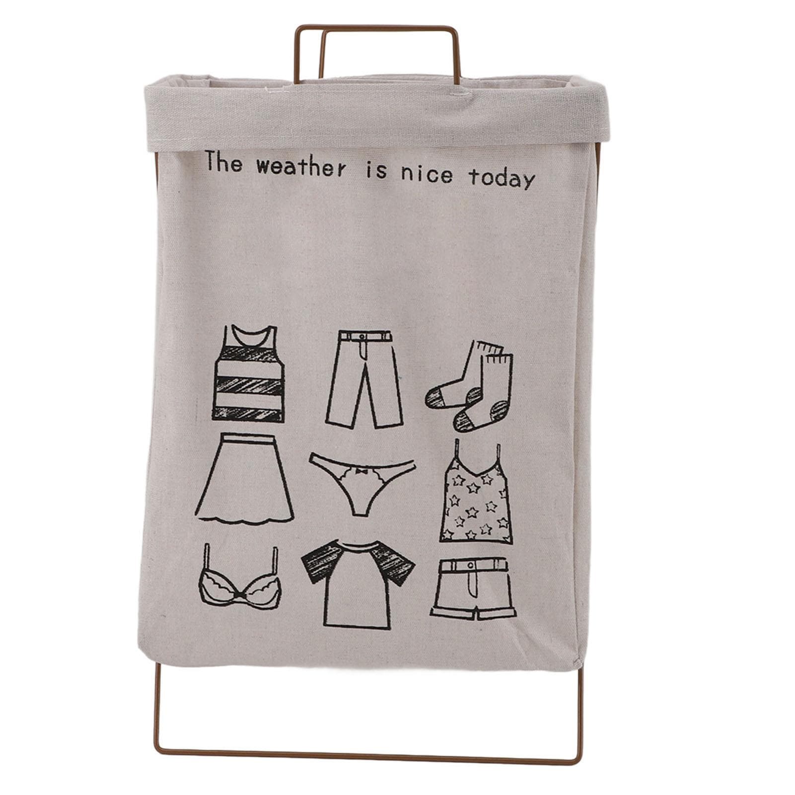 Collapsible Metal X Frame Laundry Hamper Waterproof Multifunctional Foldable Laundry Basket with Small white
