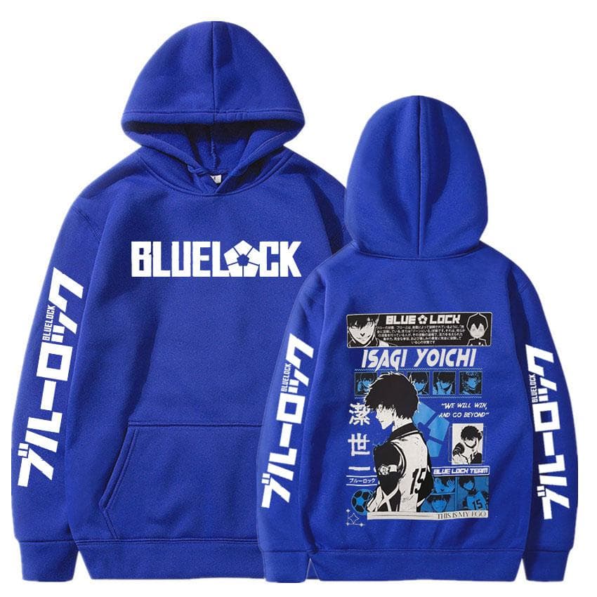 Anime Blue Lock Isagi Yoichi Printed Hooded Men Women Hot Manga Printed Hoodies Oversized Streetwear Harajuku Fleece Sweatshirts M