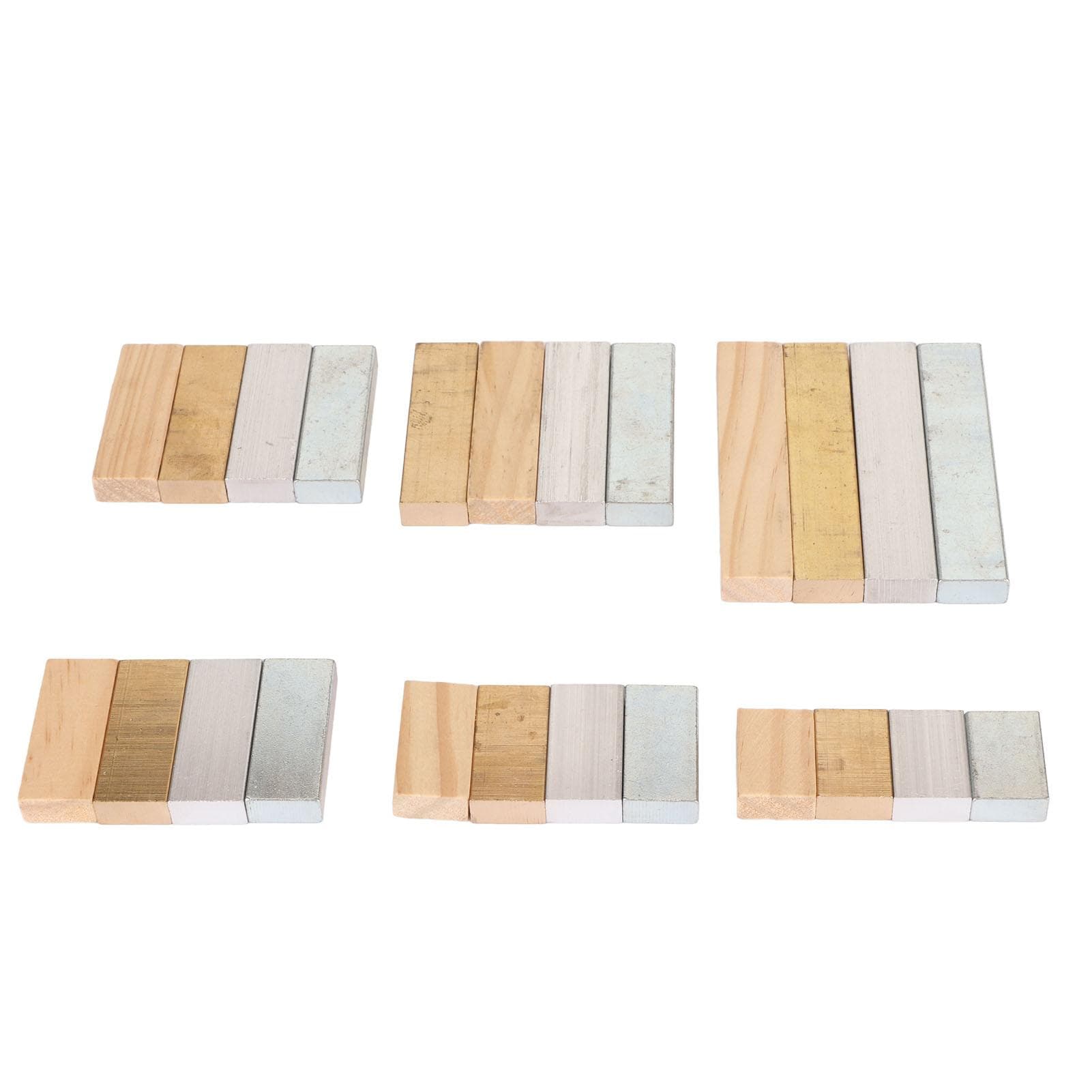 24pcs Scientific Density Cubes Set Copper Aluminum Iron Wood Fine Polishing Density Block Set for