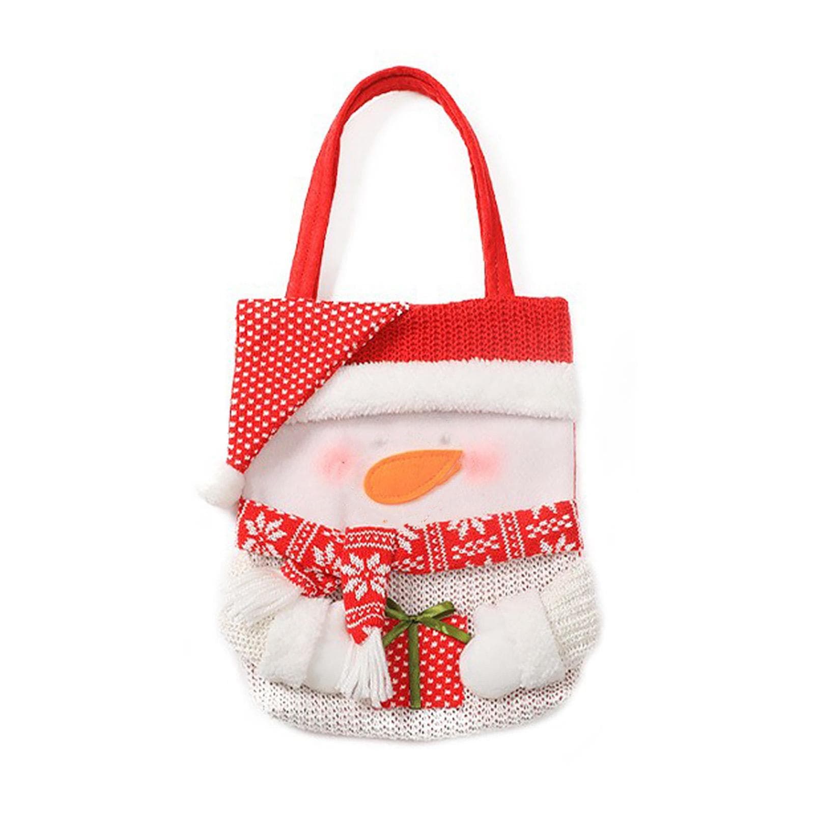 Xmas Candy Bag Cartoon Cute Tote Xmas Gift Bag Knitted Treat Bags for Holiday Party Decor