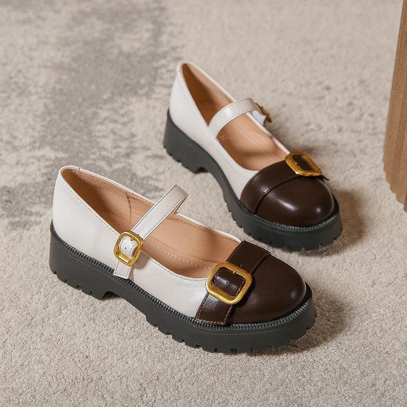 Grape Mother Niche Design Single Shoes Women's New Thick-soled Loafers British Style Small Leather Shoes Women's Doudou Shoes 43