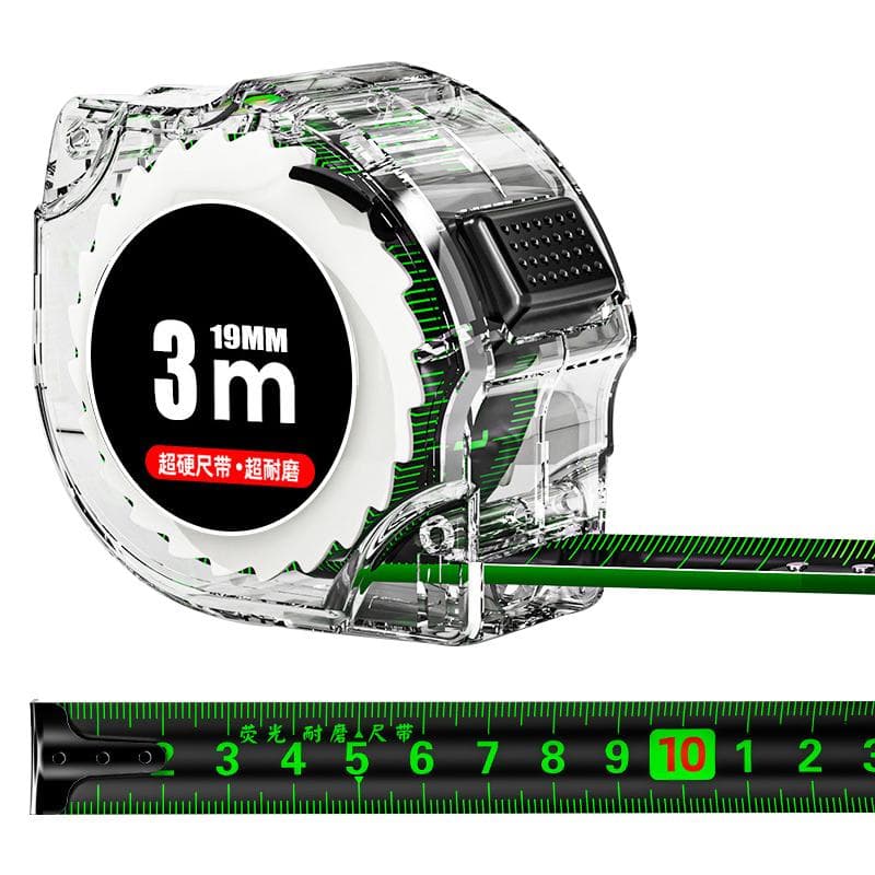 Self Locking Fluorescent Steel Tape Measure High-Precision Laser Inkjet Code Box Ruler Measuring Tool Widened Meter Ruler 7.5mx25mm green
