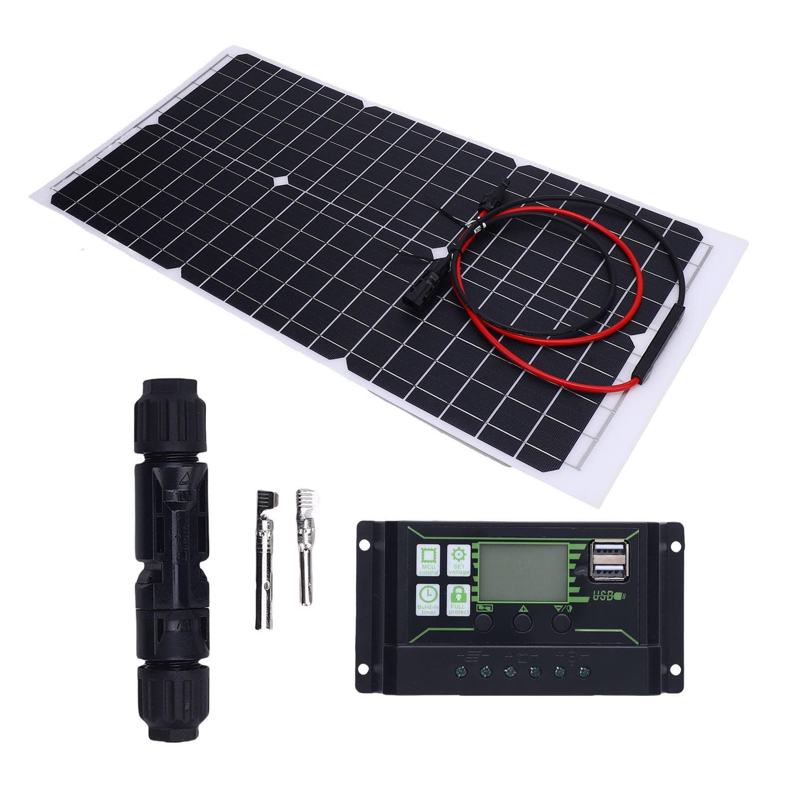 Solar Panel Controller Kit 30W 18V Monocrystalline Silicon Semi Flexible Solar Panel with 12V 24V