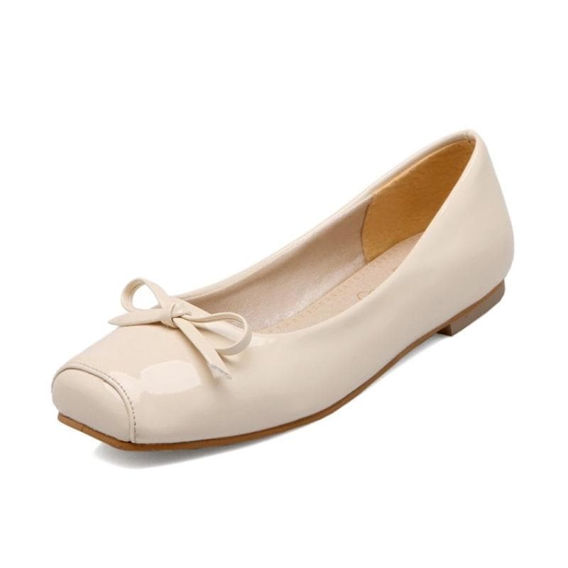 Casual Loafer Shoes For Women Flats Square Toe Sweet Black Nude Red Party Walking Office Ballet Shoes Female Large Size 45 50 52 51 beige
