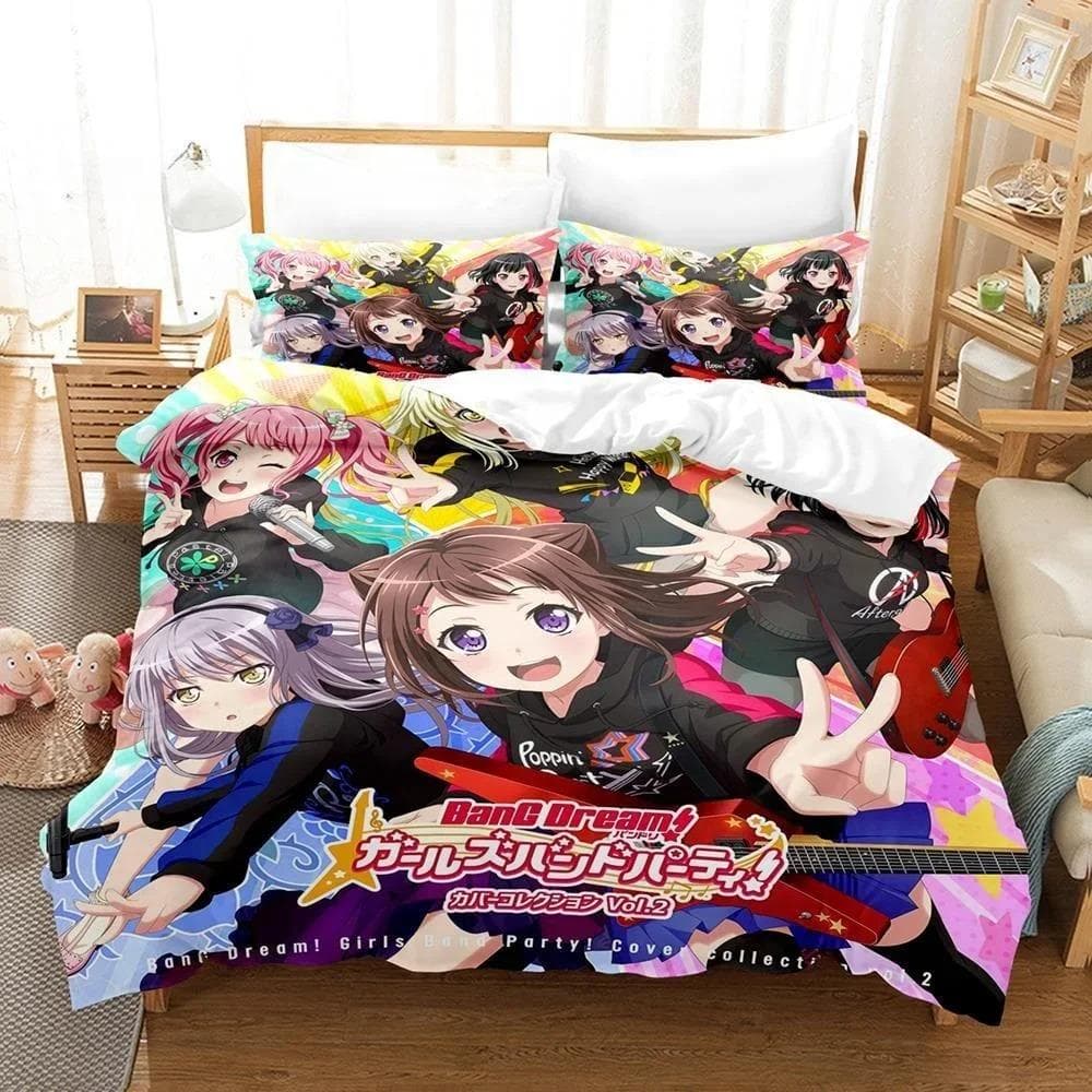 3D Anime BanG Dream! Girls Band Party! Bedding Set Single Twin Full Queen King Size Bed Set Adult Kid Bedroom Duvetcover Sets 70x133cm 2pcs