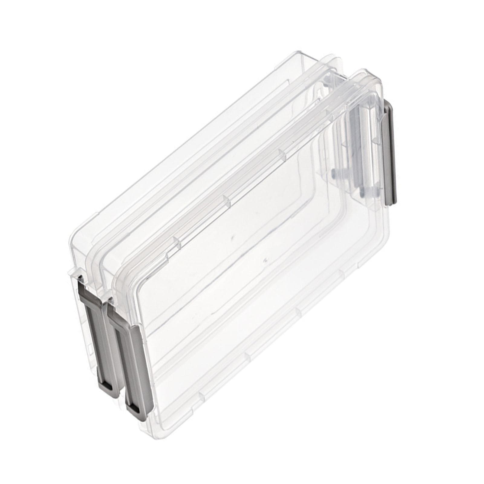 2pcs Plastic Portable File Box Stackable Dustproof Protective Clear A4 Document Case for Document gray