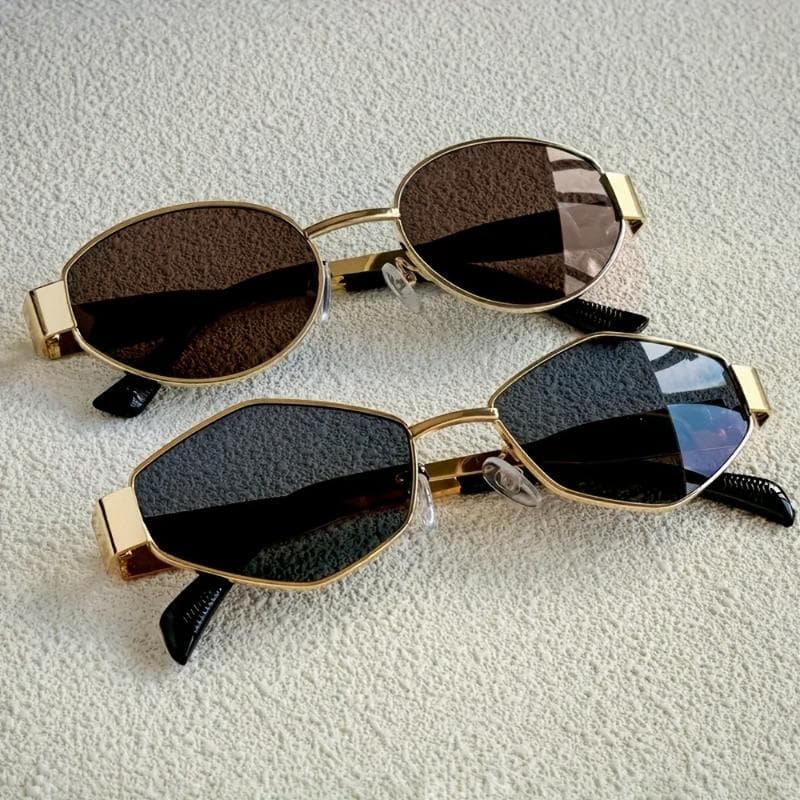 1/2pcs Summer Trendy Glasses Set Rhombus Oval Frame Fashion Accessories for Daily Commute and Street Photography