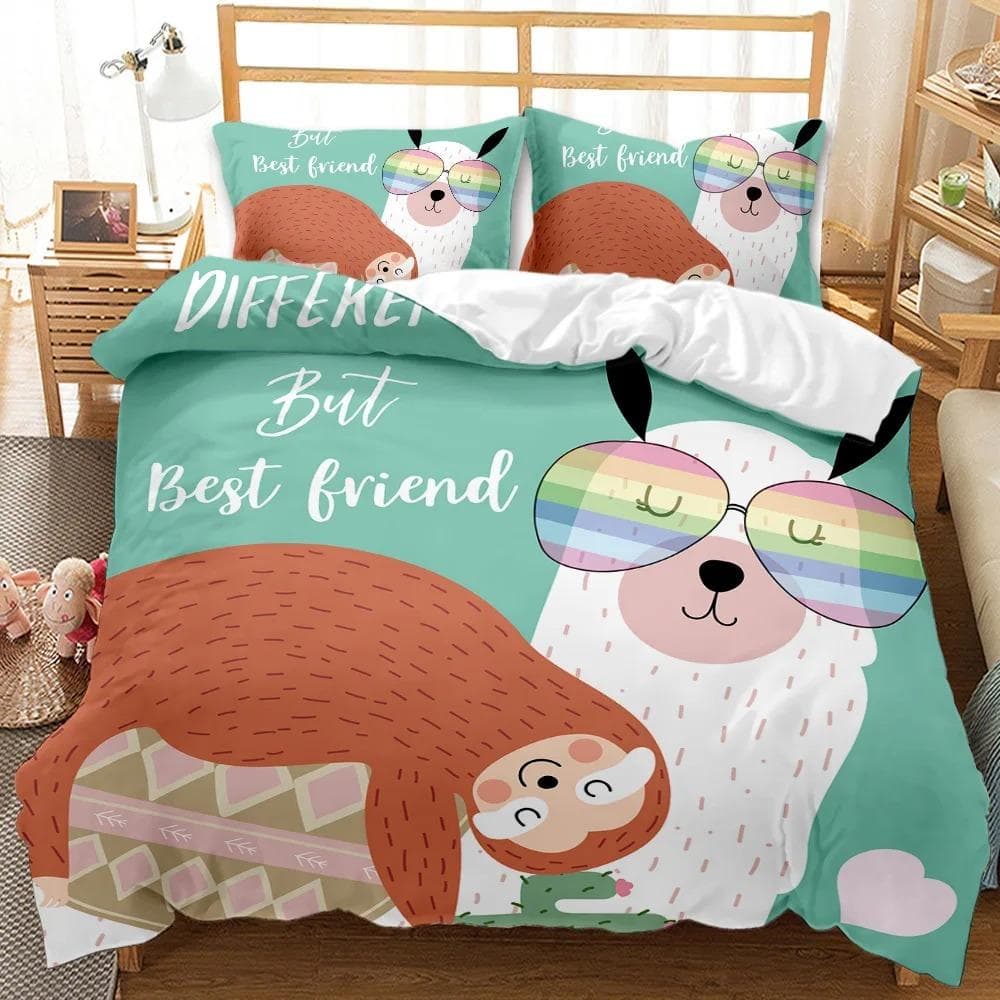 Animal Llama Cute Alpacas Bedding Set Boys Girls Twin Queen Size Duvet Cover Pillowcase Bed Kids Adult Home Textileextile EU Single 135x200cm